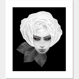 Woman Rose White Posters and Art